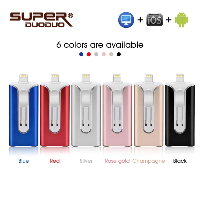 

Fashionest Usb Flash For iPhone 6/6s/6Plus/7/7Plus/8/X Usb/Otg/Lightning 3 in 1 Pen Drive For iOS External Storage Devices