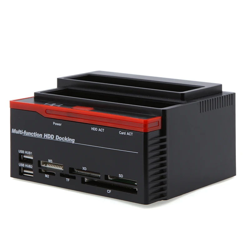 EU/AU/US Plug 2,5/3," SATA IDE HDD док-станция Клон HDD корпус USB 2 порта USB 2,0 концентратор MS/M2/XD/CF/SD/TF кардридер