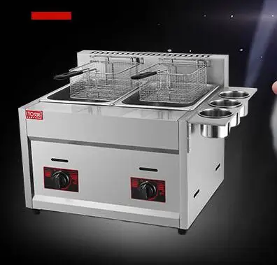 Газовая фритюрница из нержавеющей стали новый дизайн 2018 двойной бак с 3 ведрами