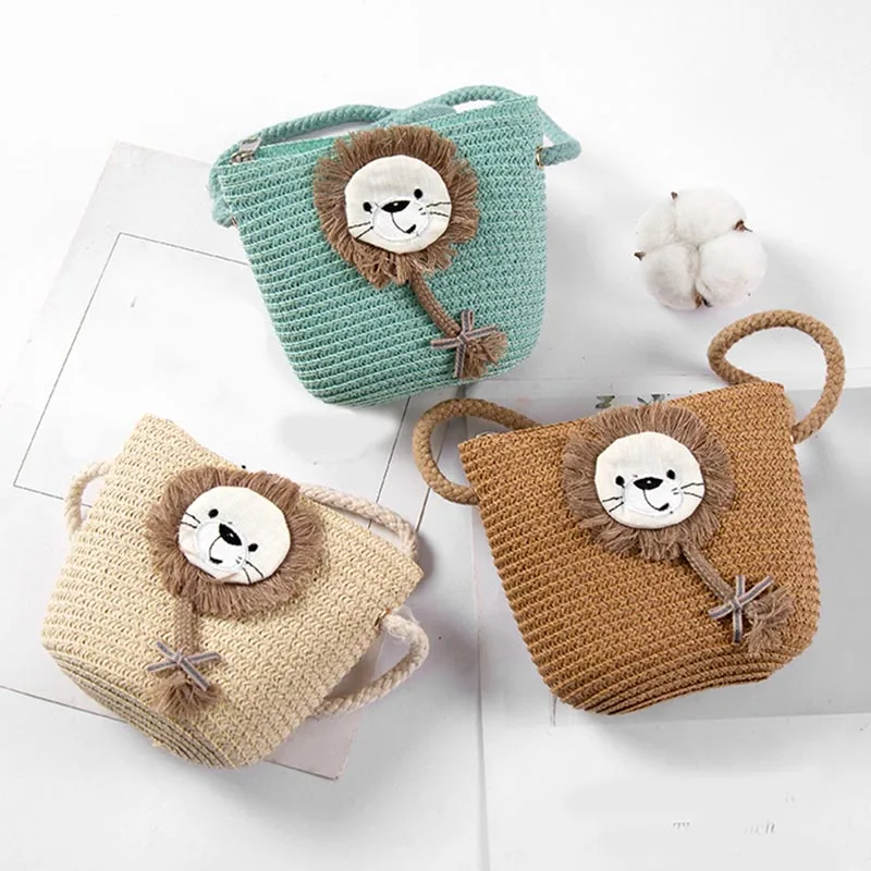 

Fashion Children Girls Shoulder Bag Cut Lion Rubbit Animals Straw Messenger Bag Kids Keys Coin Purse Cute Princess Mini Handbag