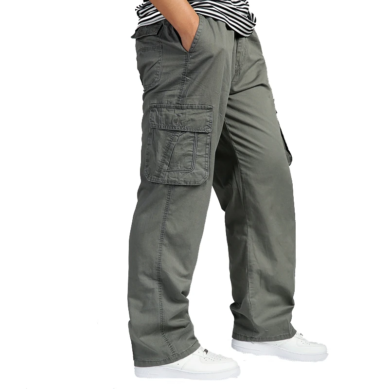 Мужские брюки карго, Летний комбинезон, мешковатые армейские зеленые брюки, рабочие тактические свободные брюки, мужские длинные штаны размера плюс, XXXL, 4XL, 5XL, 6XL
