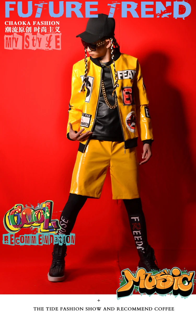 Пользовательские костюмы желтый Лакированная кожа куртка мужской моды хип-хоп Повседневное пальто Для мужчин siinger танцовщицу Одежда сцены