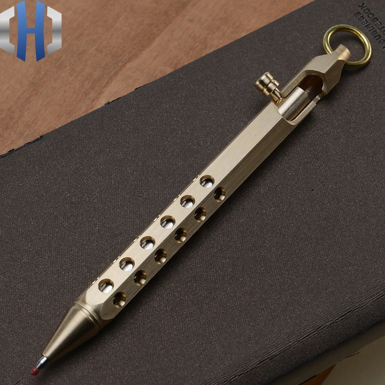 Латунная ручка ручной пулемет креативная Ретро шестиугольная латунная ручка для подписи канцелярские принадлежности высокого класса подарочная ручка