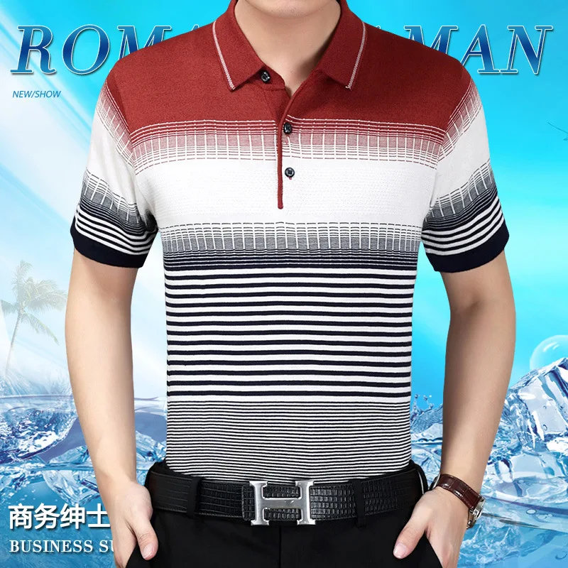 Бренд Smart Повседневная рубашка поло летние мужские полосатые рубашки поло Camisa Masculina Homme дышащие хлопковые рубашки-поло