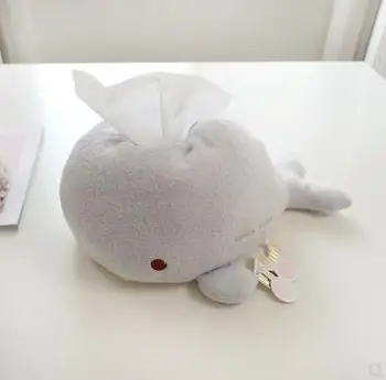 

New silky feather yarn cute soft and cute little whale living room car with paper towel paper towel set tray