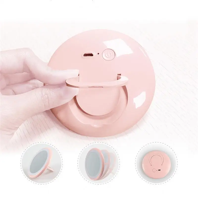 LED المضاء المكياج مرآة مع ضوء حزام البنصر حامل رقيقة جدا 90 طوي قطب حلقة اللاسلكي التجميل مرآة LED المضاء المكياج مرآة مع ضوء حزام البنصر حامل رقيقة جدا 90 طوي قطب حلقة اللاسلكي التجميل مرآة