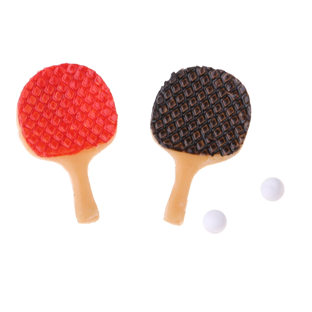 1/12 Plastic Table Tennis Ball Racket Set Dollhouse Miniature Life