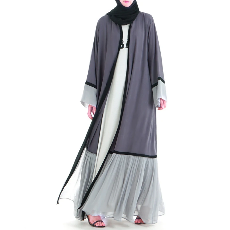 Абайя Дубай Кафтан Малайзия ислам плиссированный Шифон Кимоно Кардиган мусульманский хиджаб платье женское халат кафтан турецкая исламская одежда