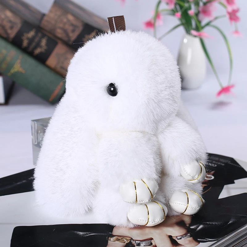 

Super Cute 14CM Rex Fluffy Bunny Pendant Key Chains Bag Women Toy Doll Rabbit Fur Pompom Car Keychain Keyring Jewelry Gift