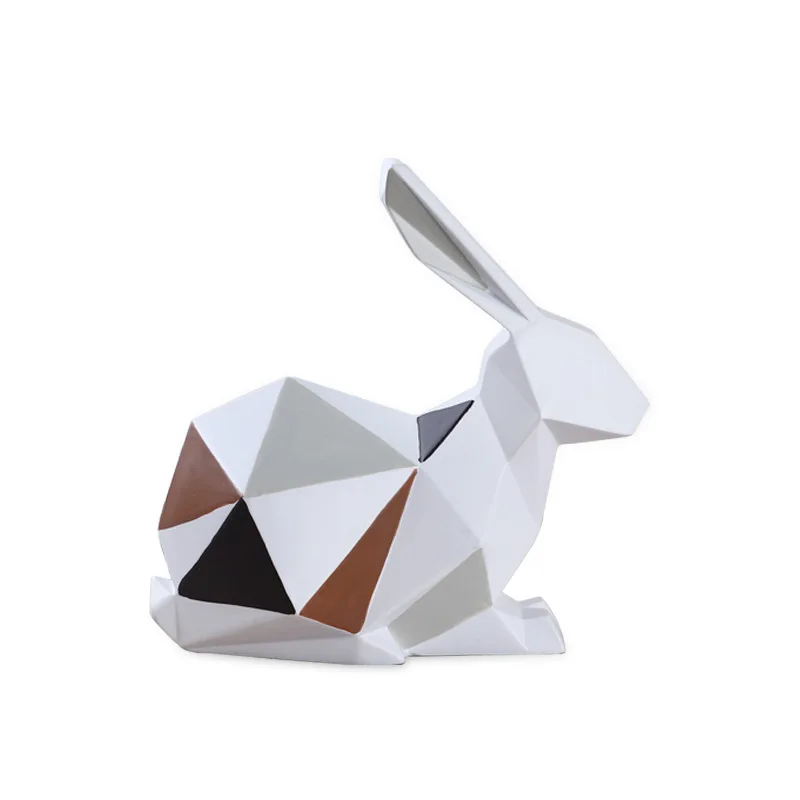 Modern Resin Origami Rabbit Cat Statues Art Sculpture Geometric Animals Crafts TV Cabinet Office Garden Decoration R855