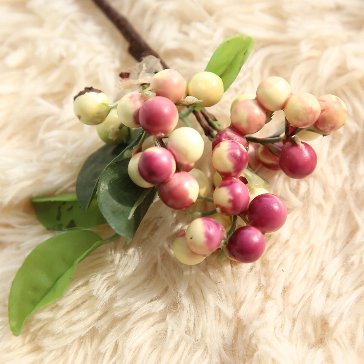 1 pcs artificial berry green bean foam flowers home decor small fake flowers bacca fruit branch decoration accessories fake plan - Цвет: 7