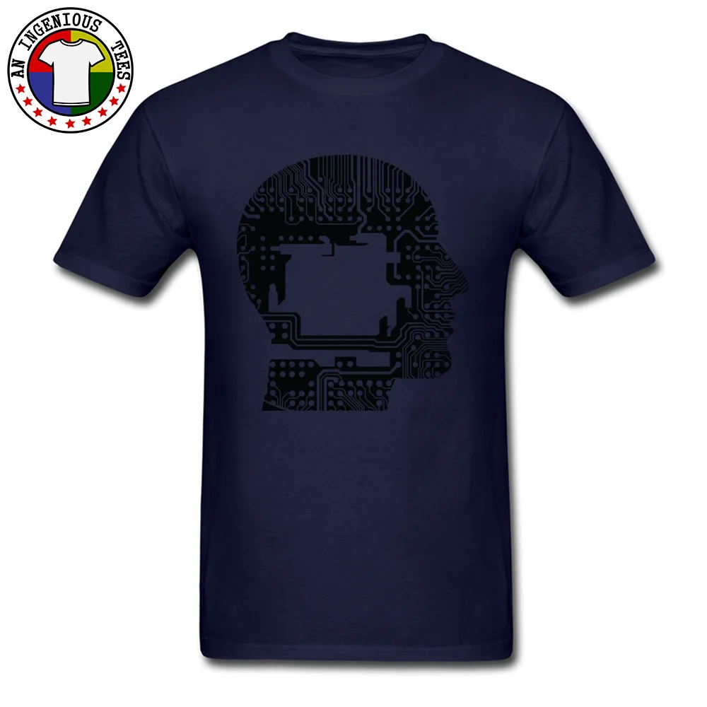 Circuit Brain O-Neck Tshirts Labor Day Tops Shirts Short Sleeve High Quality 100% Cotton Classic Tee Shirt Leisure Men Circuit Brain navy