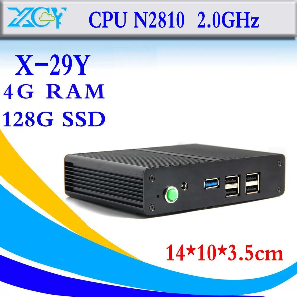  Promotional price celeron N2810 4gb ram 128gb ssd mini computer thin client with hdmi fanless industrial pc  HD video 