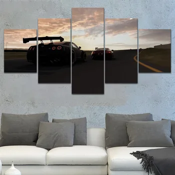 

5 Pieces Aston Martin Forza Motorsport 7 Nissan Modular Canvas Painting Modern Decor Wall Pictures For Bedroom Car Poster