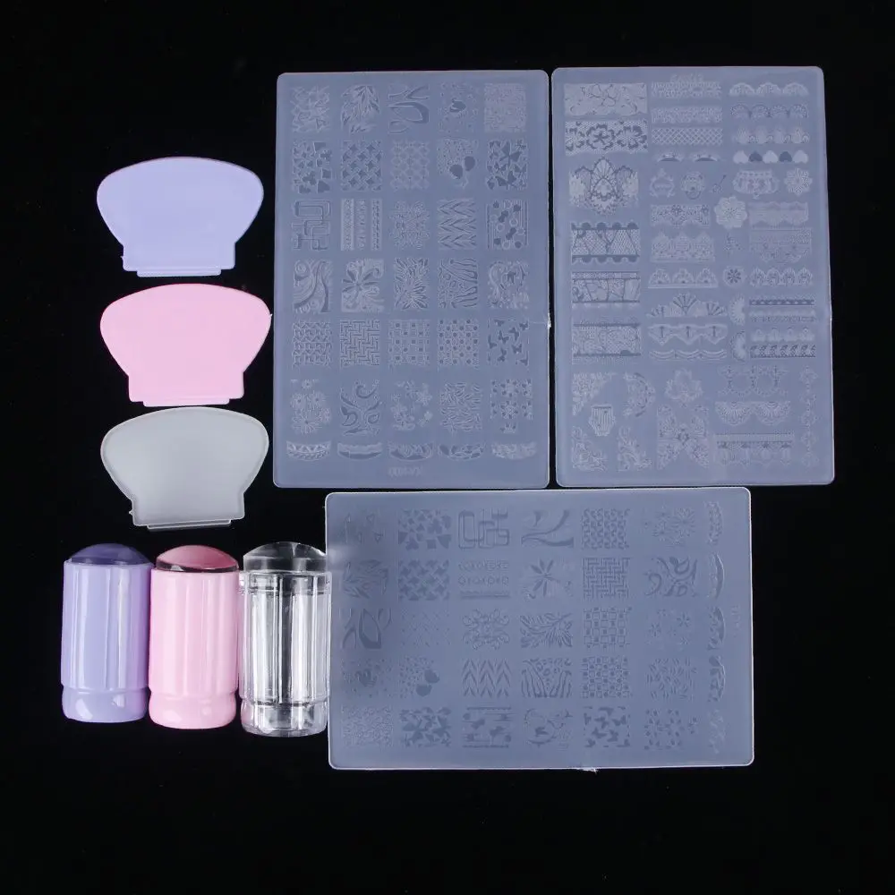 3PCS/Set Nail Art Template Sets Stamper Kit With Image Plate And Scraper Manicure Tool Stamping Hot Sale Dropship | Красота и