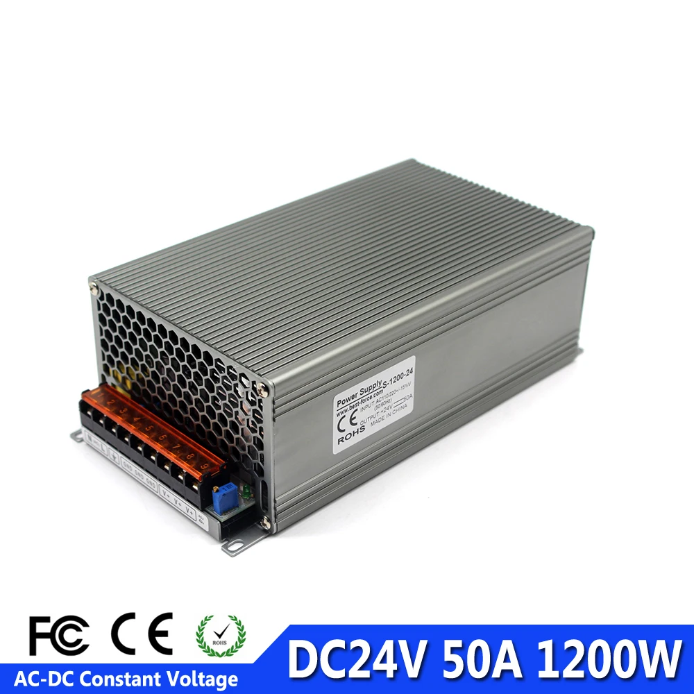 Одиночный выходной источник питания DC 24V 50A 1200W трансформатор 220V 110V AC DC24V SMPS для