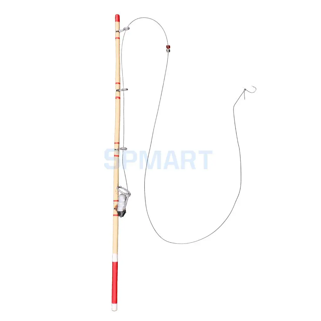 1/12 Scale Dollhouse Miniature Fishing Rod Pole Fishing Tool Model Toy for 12th Dolls House Decoration Accessories