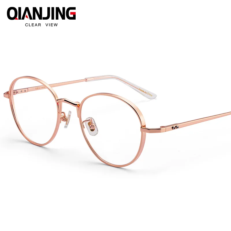 

QJ Titanium Glasses Frame Women Ultralight Brand Designer Male Vintage Round Prescription Eyeglasses Full Optical Frames Eyewear