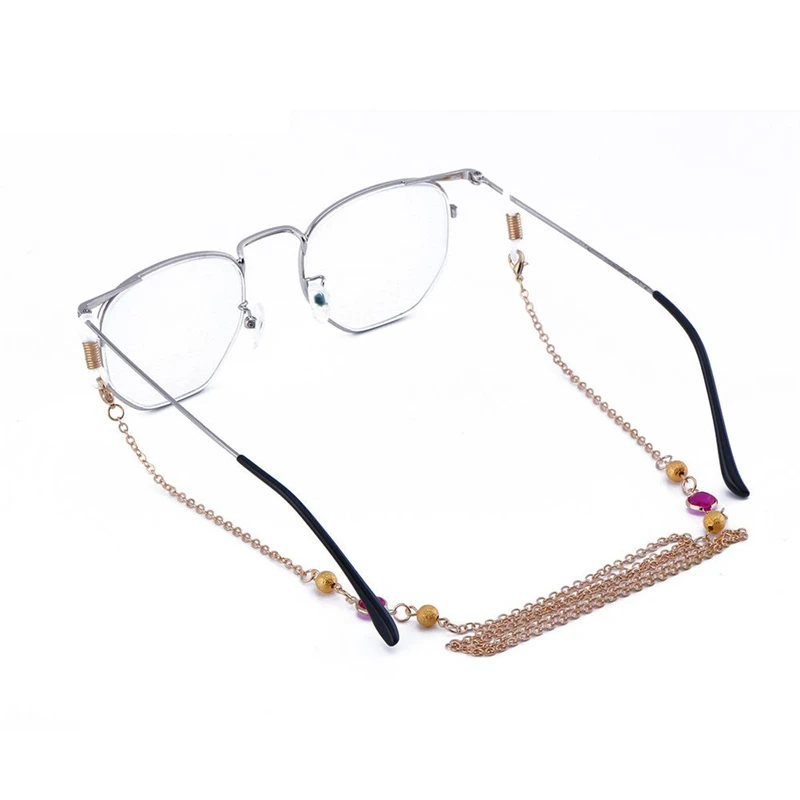 Модные шикарные женские очки для очков, медные солнечные очки с цепочкой для чтения, украшенный бисером, цепочка для очков, держатель шнура, шейный ремень, веревка