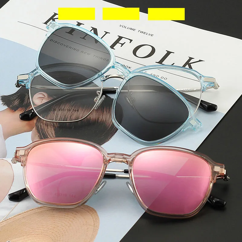 Прямоугольник стильный-рецептурная оптика Для женщин очки рама с прозрачными стеклами клип на поляризованные солнцезащитные очки для вождения