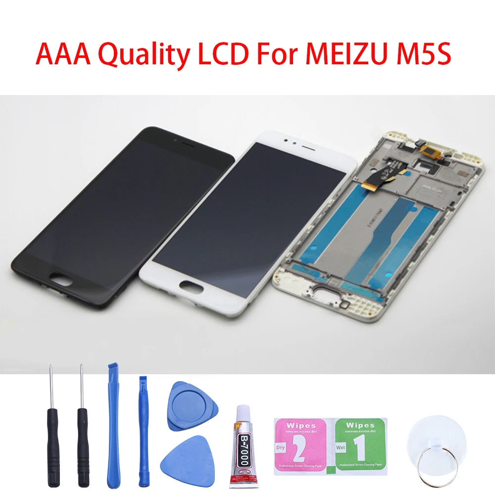 

AAA Quality LCD+Frame For MEIZU M5S Lcd Display 5.2 Inch Screen+Digitizer Touch screen For MEIZU M5S M612h LCD