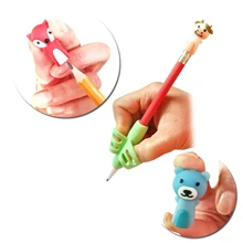 Ученики креативный Мультфильм силиконовый карандаш Кепка карандаш Топпер Защита Анти-прокатки карандаш экстендер карандаш Фидер 4 шт./компл