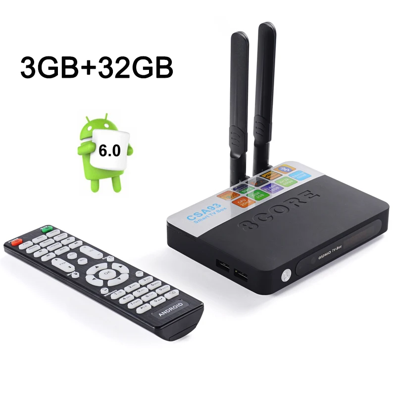 Best CSA93 Amlogic S912 Octa Core Android 6.0 TV Box RAM 3GB ROM 32GB 2.4G&5.8G Dual WIFI BT4.0 HDMI 2.0 H.265 4K Media Player