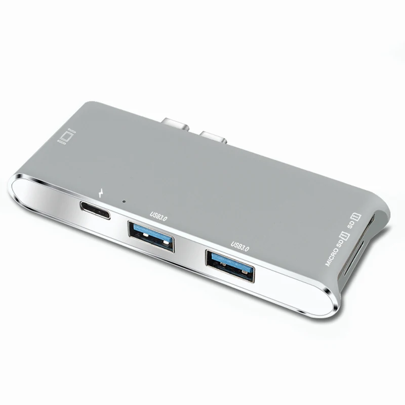 Тип C многофункциональный конвертер USB концентратора двойной разъем Алюминий