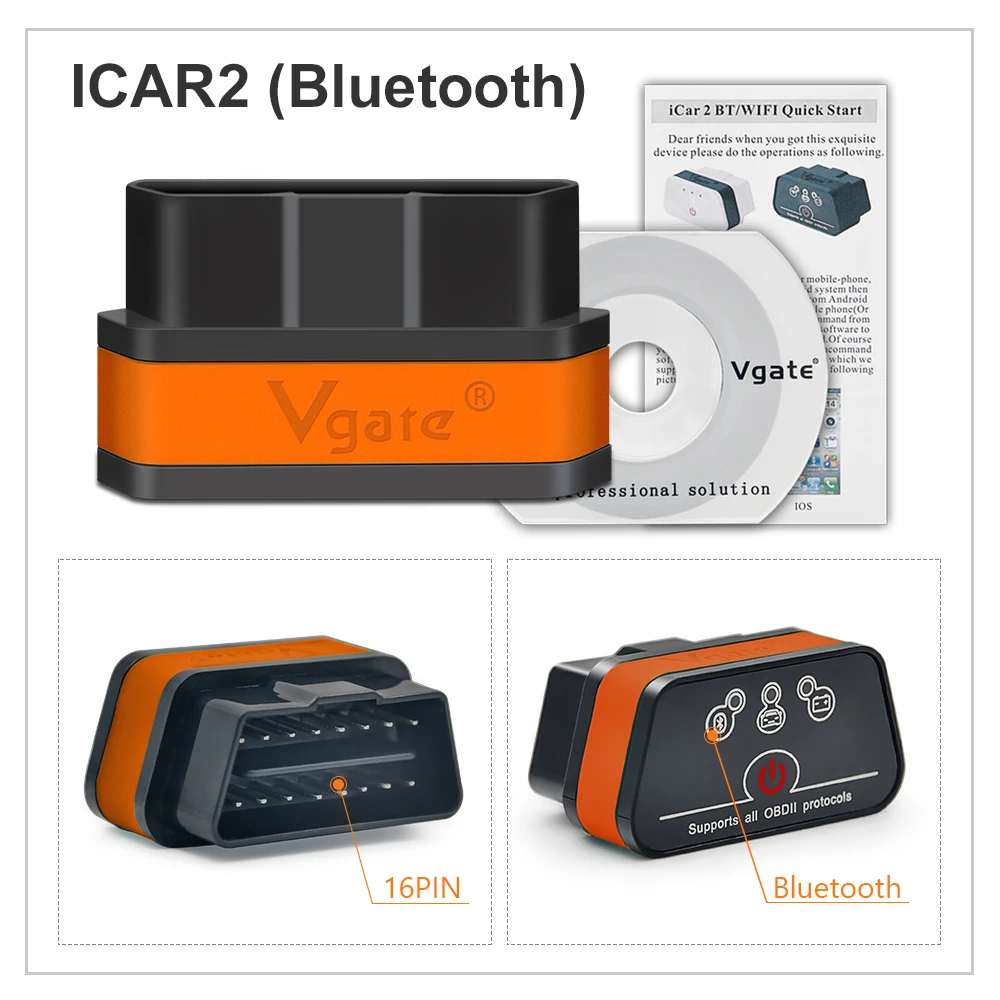 Vgate iCar2 ELM327 Wifi/Bluetooth OBD2 диагностический инструмент для IOS iPhone/Android/PC icar 2 Bluetooth wifi ELM 327 OBDII считыватель кода