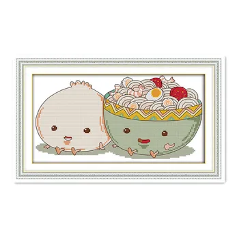 

Joy Sunday 11CT 14CT Cross stitch Kit Tomato egg face Cartoon Anime Student Manual Interest Embroidery Decorative paintings