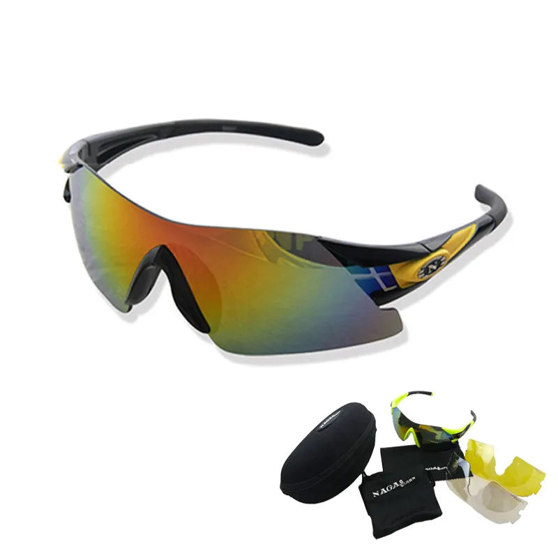Поляризованные велосипедные солнцезащитные очки для спорта на открытом воздухе велосипедные очки Новые мужские и женские велосипедные солнцезащитные очки 3 объектива - Цвет: Черный