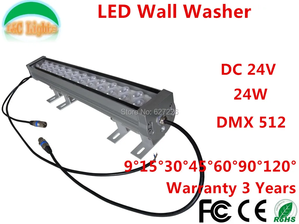 

24W LED Wall Washer DC 24V Landscape lighting DMX512 RGB change color LED Building clearance light Warranty 3 Years high Quality