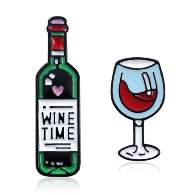 Распродажа, винные мини милые Винные бокалы, пара штифтов, красное вино, бутылка, чашка, броши, эмалированная булавка, значок для влюбленных, булавки для лучших друзей