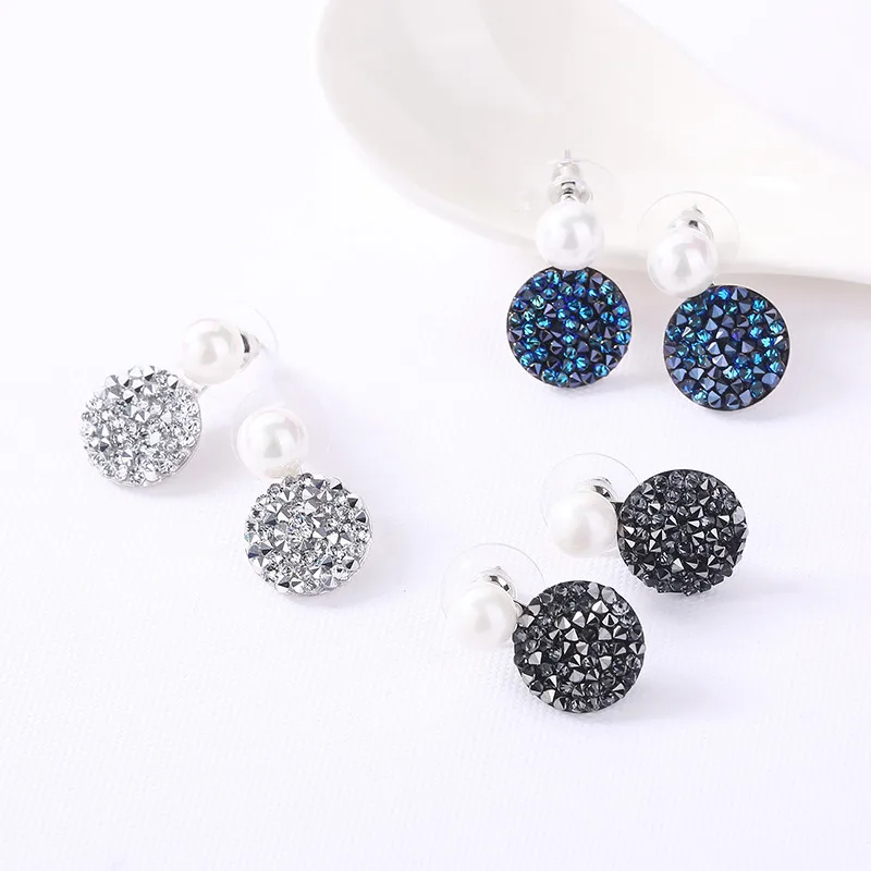 Ms Betti New Unique Design Crystal Pearl Double Sided Earring Drusy For Women Crystals From Austria Wedding Jewelry Mother's Day