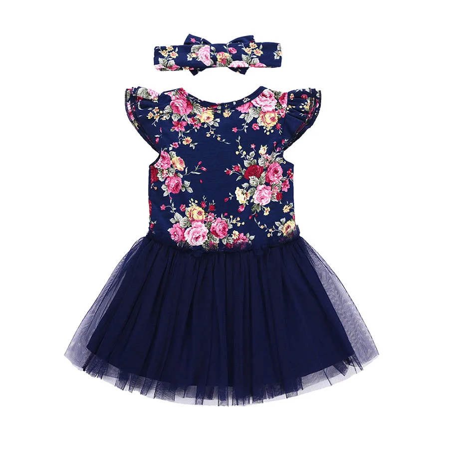 1-4Y Princess Girls Dress Baby Clothes Kids Dresses For Baby Girl Dress Summer Lace Floral Infant Girls Clothes With Headband (12)