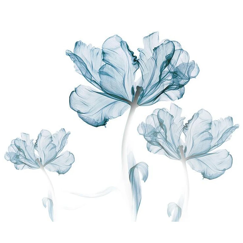 

Large 3D Blue Flower Living Room Decoration Vinyl Wall Stickers Diy Modern Bedroom Home Decor Poster Wall Art