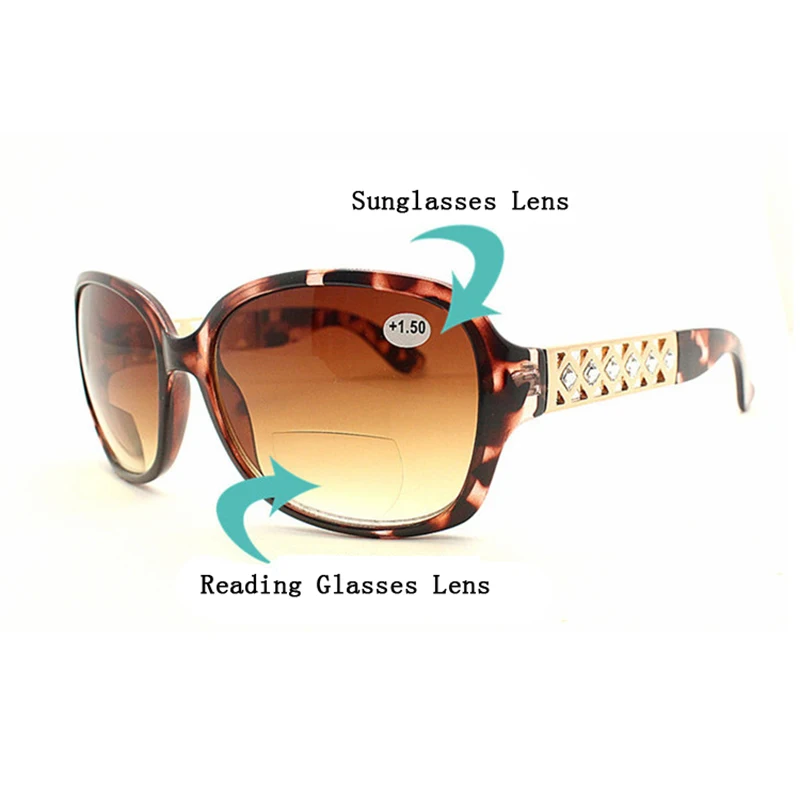 Женские бифокальные очки для чтения, лупа, женский вид, близкие к дальним градиентным линзам, дальнозоркие очки, солнцезащитные очки, большая оправа, винтажные A3