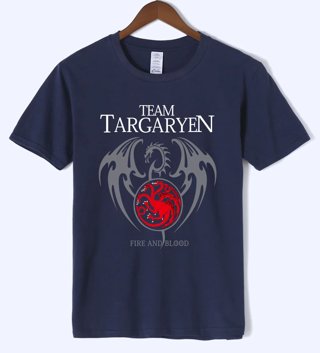 

2019 Summer Men Short Sleeve t-shirt 100% Cotton Male tshirt Game of Thrones Targaryen fire& blood men t-shirt extended clothing