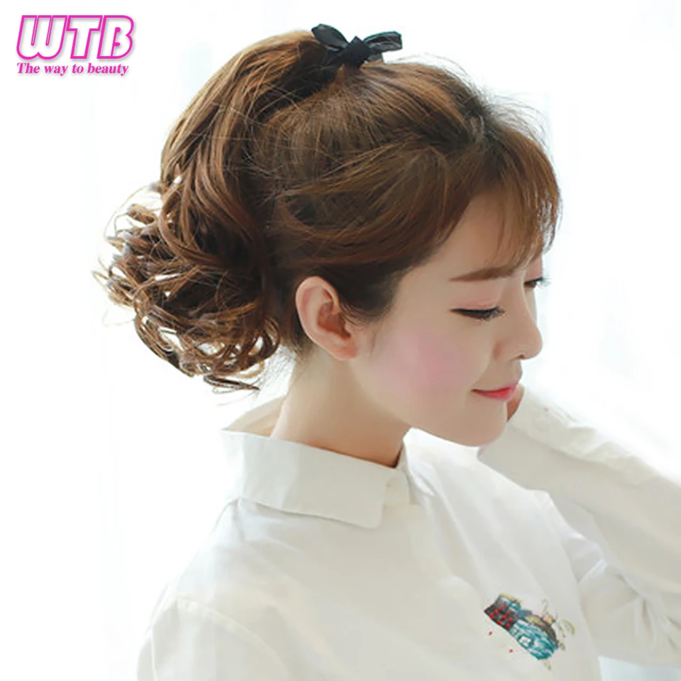 WTB Short Wavy Clip In Drawstring Ponytail Hair Pieces Natural Heat Resistant Synthetic Pony Tail WTB Short Wavy Clip In Drawstring Ponytail Hair Pieces Natural Heat Resistant Synthetic Pony Tail