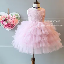 kids clothes Children’s infant party dress 2016 roupas infantis menina baby girl dresses embroidery summer pink wedding dress