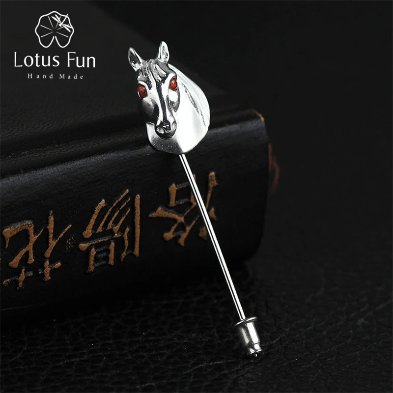 

Lotus Fun Real 925 Sterling Silver Natural Garnet Designer Handmade Fine Jewelry Cool Going My Way Horse Brooches Broche Pin