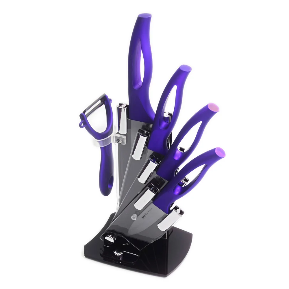Purple Cooking Tools 6 PCs Kitchen Knife Set Paring Utility Slicing Chef Ceramic Knife Peeler Knife