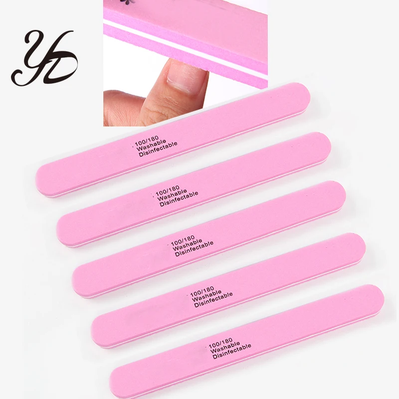 10pcs/Lot Double Side Sponge Nail File Washable 100/180 Grits