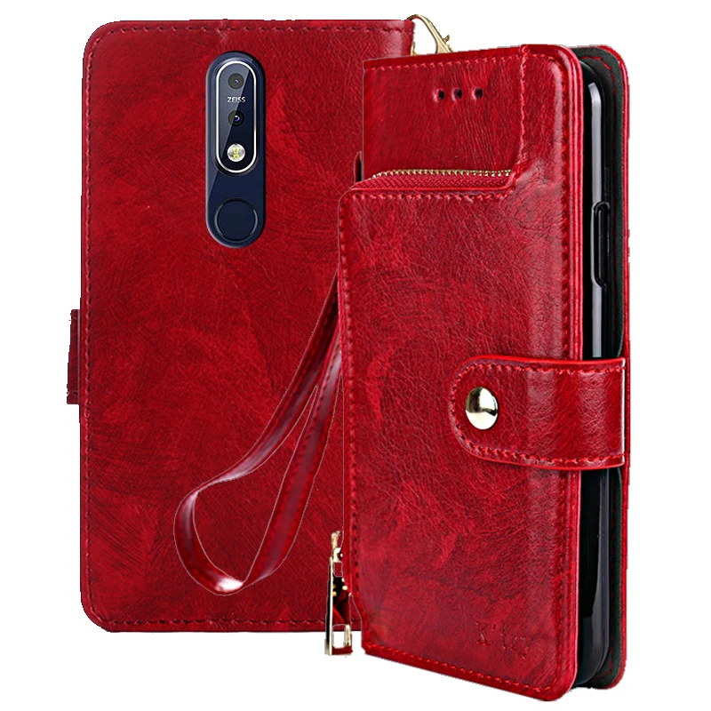 

Flip Stand Case For Nokia 7.1 Case Vintage Holder Wallet PU Leather + Silicon Cover For Nokia 7.1 Case For Nokia 7.1 Case