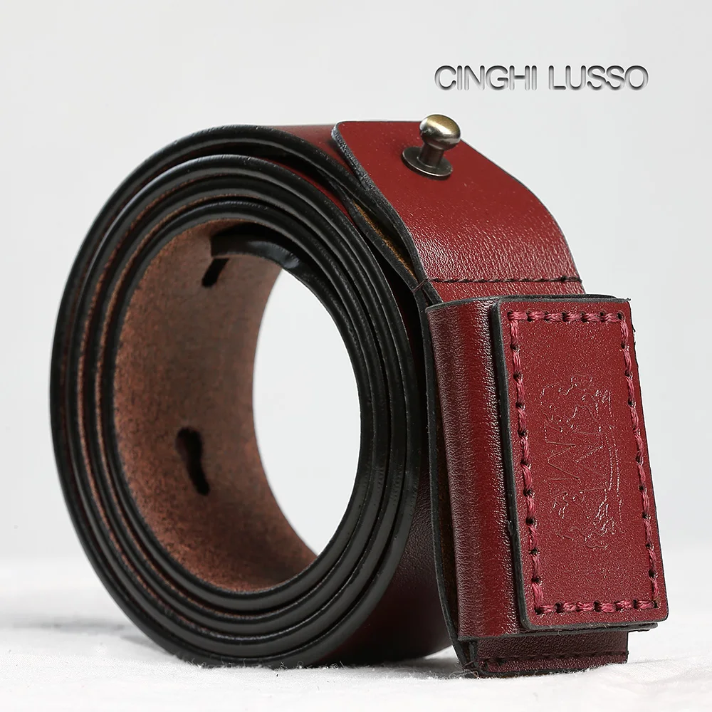 

CINGHI LUSSO Handmade cowhide Belt Luxury Brand Leather Belt Men Brand Brown Designer waist belt For Men High Quality Wide Strap
