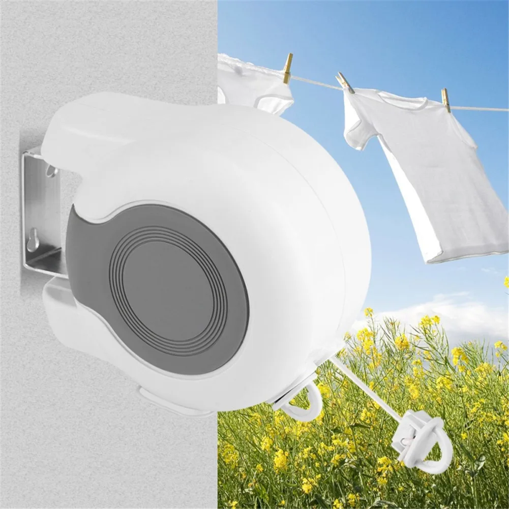 13m Wall Mounted Retractable Double Clothes Drying Line Indoor Outdoor