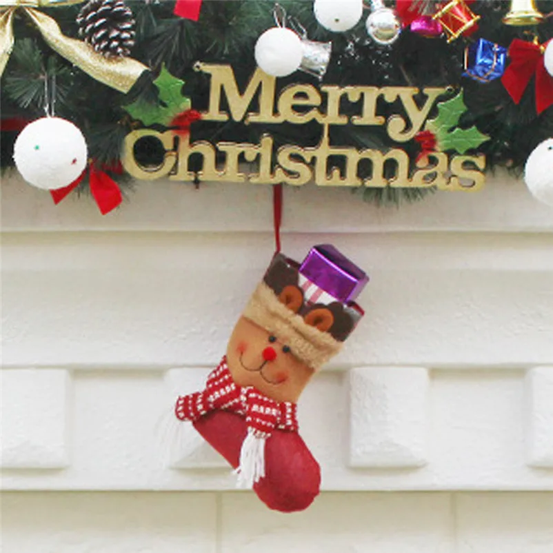 Santa Claus products Snowman Elk Xmas Decor kids candy bag Ornament christmas socks decoration New Year Decor For Home O07 (8)