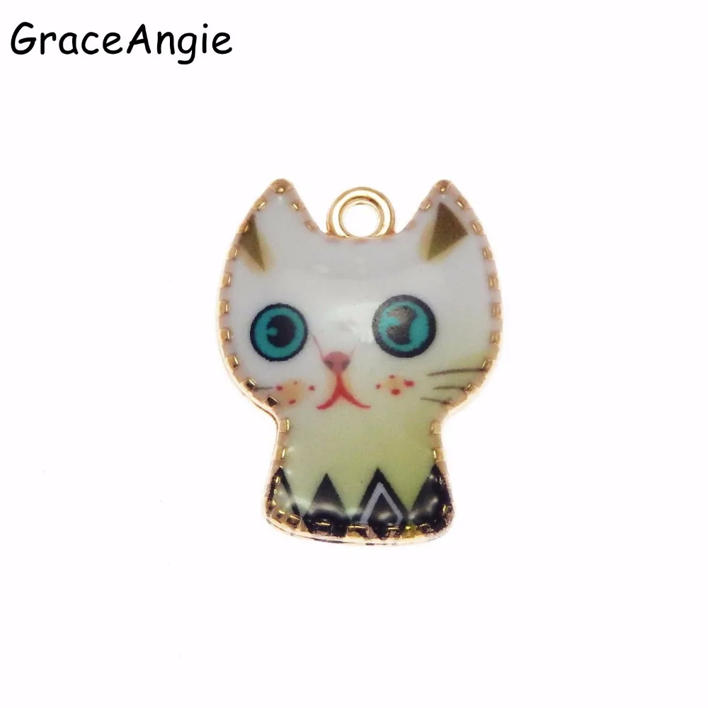 5PCS Enamel Cute Cat Charm Beads Fits Bracelet Charms Enamel Charms for
