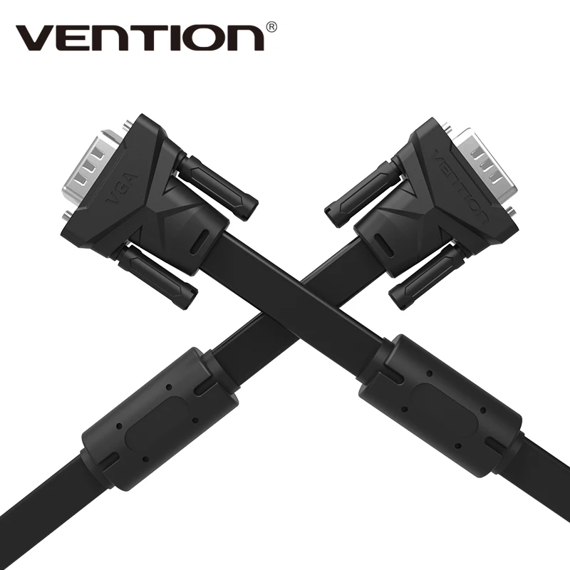 

Vention Brand 1m 1.5m 2m 3m 5m 8m 10m 15m VGA to VGA Flat Cable Male to Male Black Braided Shielding for PC HDTV VGA Cabo Video