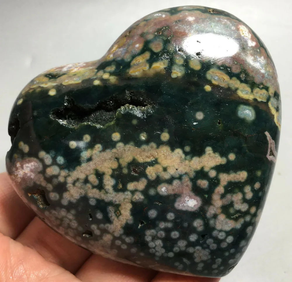 

268g Natural Heart-shaped Ocean Jasper Quartz Crystal Healing graduation gifts